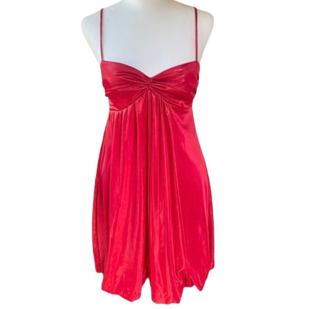 Vintage 90s / Y2K City Triangles Red Spaghetti Strap Cocktail Dress size small S